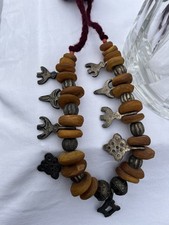 Collier Antique En Ambre Olf Amber Neclace Ethnique Silver ?
