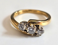 18ct Yellow Gold Ring 0.50ct Diamonds Round 750 Hallmark Three Stone Ring Size K