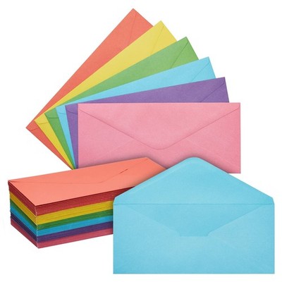Business Envelopes 120 Pack 4.125x9.5 Assorted Colors Gummed V Flap Office