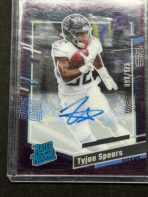 2023 Panini Donruss Clearly Rated Rookie Tyjae Spears Purple Auto /175