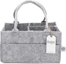 PARKER BABY Gray Felt Diaper Caddy Nursery Storage Bin Organizer Foldable NEW