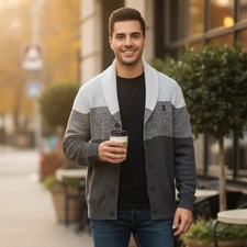 U.S. Polo Assn Cardigan Sweater Mens Sz Small Shawl Collar Iron Htr Small NWT