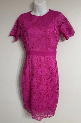 Alexia Admor Delora Sheath Dress Women s Size 4 Lace Short Sleeve Magenta Pink