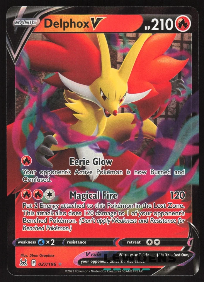 Delphox V - 027/196 - Ultra Rare - Lost Origin - Pokemon Card
