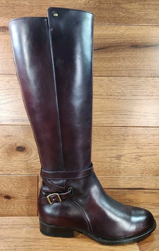 Frye Woman's Burgundy Cordavan Color Leather Tall Riding Boots Side Zip Size 8 B - Afbeelding 15 van 24