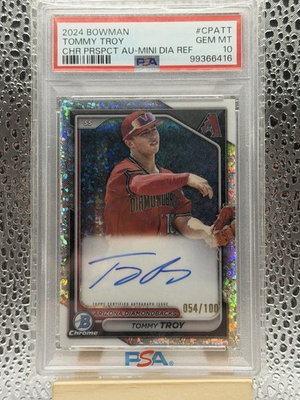 #ad Tommy Troy 2024 Bowman #CPA TT Chrome Prospect Auto Mini Diamond 54 100 PSA 10 $100.00
