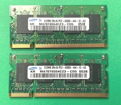  SAMSUNG 1GB (2X512MB) 2Rx16 PC2-4200S COMPUTER RAM MEMORY M470T6554CZ3-CD5