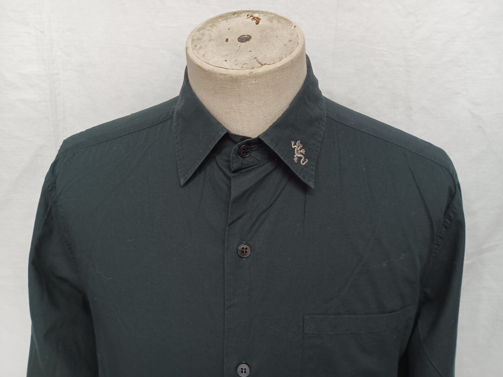 Agnes b Homme Lizard Logo Solid Black Cotton Men'… - image 2