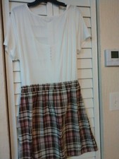 plus size women new white dress with colorful skirt multicolor  3x size