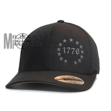 1776 Betsy Ross 13 Colonies 13 Stars 2A hat Black/Gray Cap Flexfit Cap