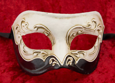 MASQUE DE VENISE en Papier Mâché Visage Volto Tutti frutti rouge Dorure