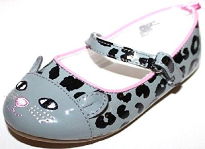 Baby Gap NWT Toddler Preschool Girls 6 7 8 9 10 Gray Leopard Mary Jane Shoes