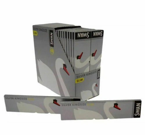 SWAN SILVER KING SIZE Slim Genuine Smoking Rolling Paper 1 5 10 25 50