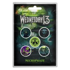 Image of OFFICIAL LICENSED - WEDNESDAY 13 - NECROPHAZE 5 BADGE PACK METAL