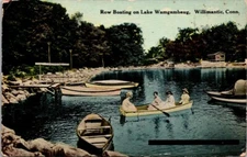 Postcard Row Boating on Lake Wamgambaug Willimantic Connecticut CT