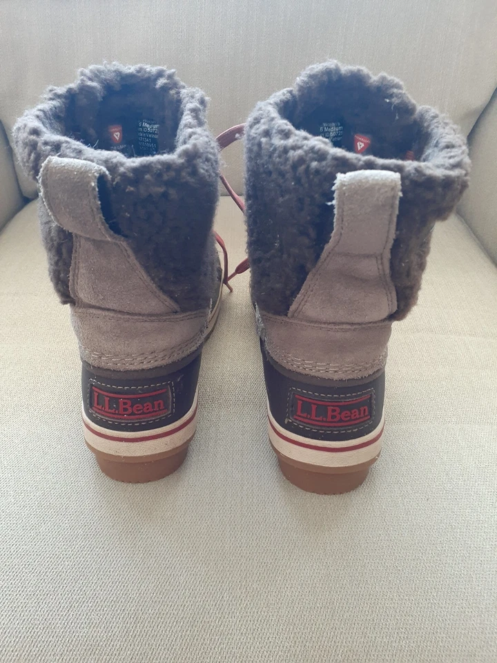 Botas LL Bean Tek 2.5 marrón/bronceado gamuza con cordones forradas de oveja para mujer talla 6M Foto 3 de 4