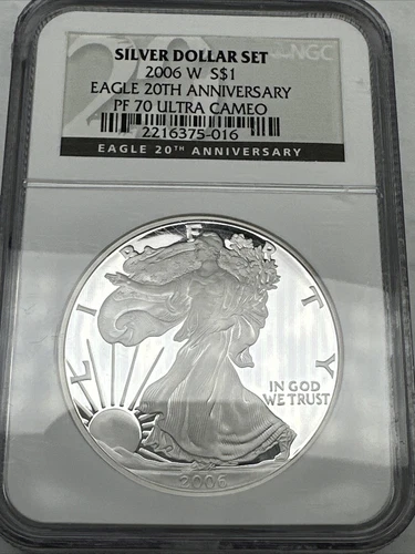 2006 W SILVER EAGLE 20TH ANNIVERSARY NGC PF70 ULTRA CAMEO SILVER DOLLAR SET