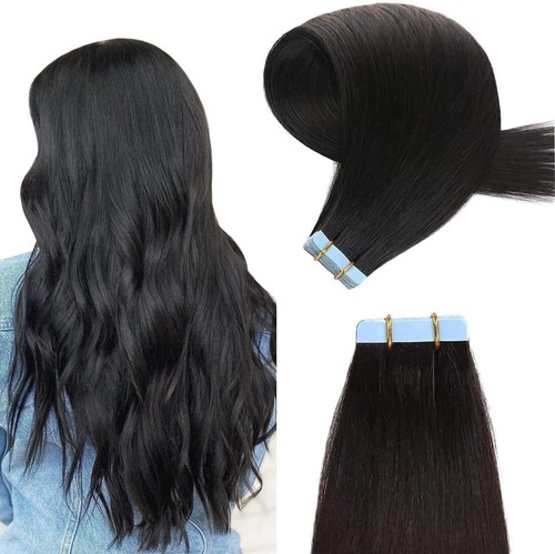 Seamless Tape in Human Hair Extensions Skin Weft Tape-on Real Thick Hair 16-26in - Picture 29 of 144