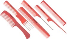 HAIRDRESSING/SALON HEADJOG SET OF 6 PINK COMBS PINTAIL TAIL CUTTING DETANGLE