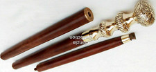 Vintage Brass Globe Designer Head Handle Antique Wooden Walking Stick Cane Gift