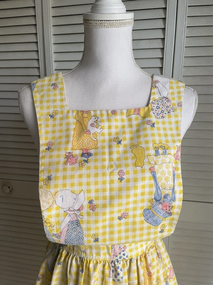 Vestido midi vintage años 70 delantal delantal talla abierta Holly Hobbie Foto 2 de 4