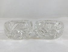 Vintage Cut Glass Crystal Open Salts Pinwheel & Zipper Pattern  2