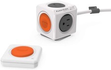 PowerCube Extended Power Strip 5Ft Remote Set 4 Outlets Surge Protector Gray 