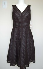Nine West Women's Black Striped Sleeveless Cotton Dress, Size 2, NWT $98