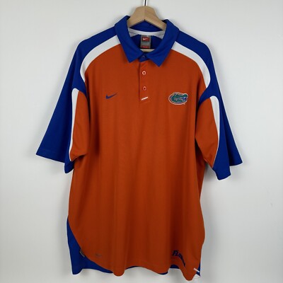 Nike Team Fit Dry Florida Gators Polo Shirt Blue Orange Mens XL