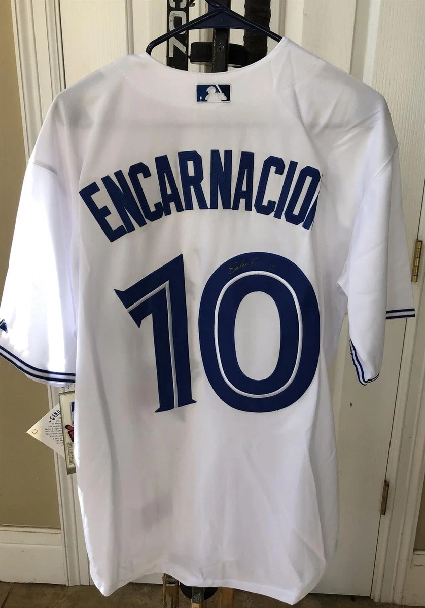 Edwin Encarnacion- Blue Jays Majestic baseball replica jersey signed