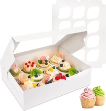 Moretoes 30pcs Cupcake Boxes, Boxes 12 Count, White 