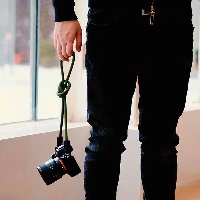Strong Climbing Rope + Leather Braided Camera Neck Shoulder Strap BLACK - Image 2 of 4