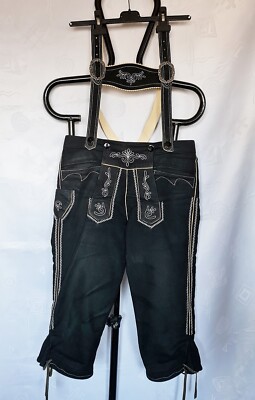 VINTAGE AUZINGER OKTOBERFEST DIRNDL TYROL MENS COTTON PANTS SUSPENDERS US32 EU48