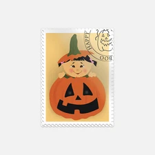 Funny Halloween Pumpkin Baby Postage Mark Vinyl Sticker Decal
