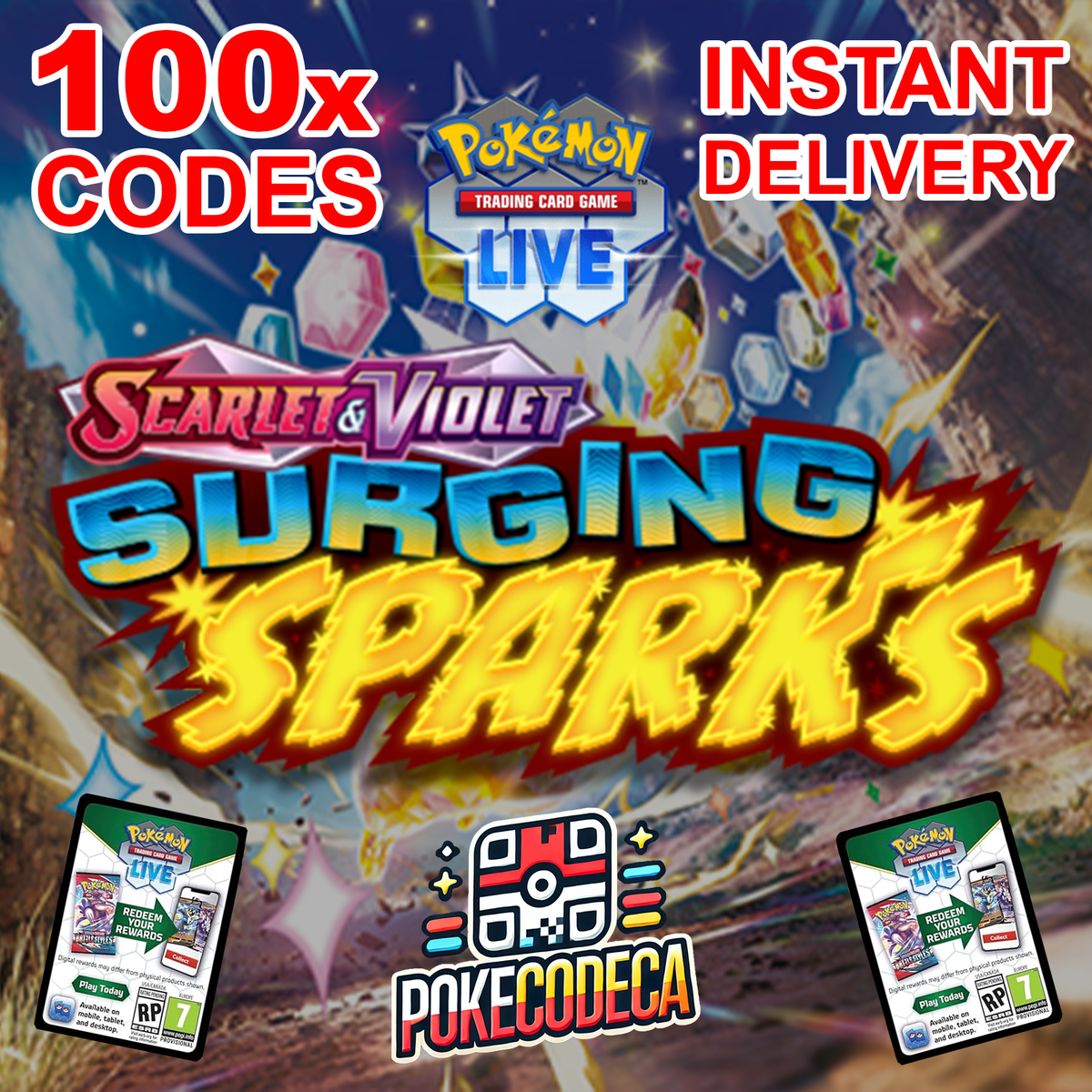100x Pokemon TCG Live Online Booster Pack Codes  Instant Delivery  (Prismatic Evolutions & More)