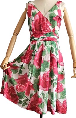 LAURA ASHLEY Luftiges Midikleid im Retro Style mit Blumenmuster Baumwolle/Sei...