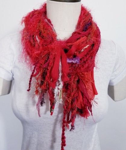 Women Yarn Tied Scarf 60" Long Handcrafted Warm Winter Wrap Circle Loop Chunky - Picture 23 of 85