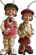 Vintage Golf-Themed His Hers Christmas Tree Ornaments Golf Clubs 9.5