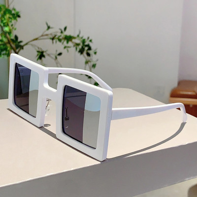 Funny Square Sunglasses 2024 New in Fashion Semi Mirror Shades Women Trendy Chic