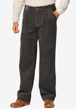 KingSize Men's Big  Tall Expandable Waist Corduroy Pleat-Front Pants