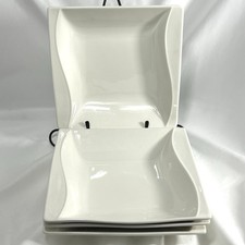 MALACASA Blance 4 Piece Square Soup Cereal Bowl Set Porcelain White