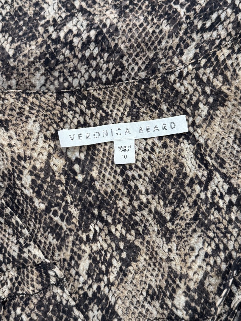 VERONICA BEARD Dress Brown Teagan Python Silk Ruc… - image 4