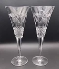 Waterford Millennium PEACE Toasting Flutes Pair Cut Crystal Bird 9.25" Vintage