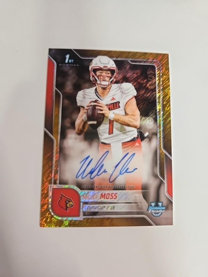 2025 Bowman U Chrome Miller Moss 1st Gold Shimmer 44/50 Auto /299 Louisville.