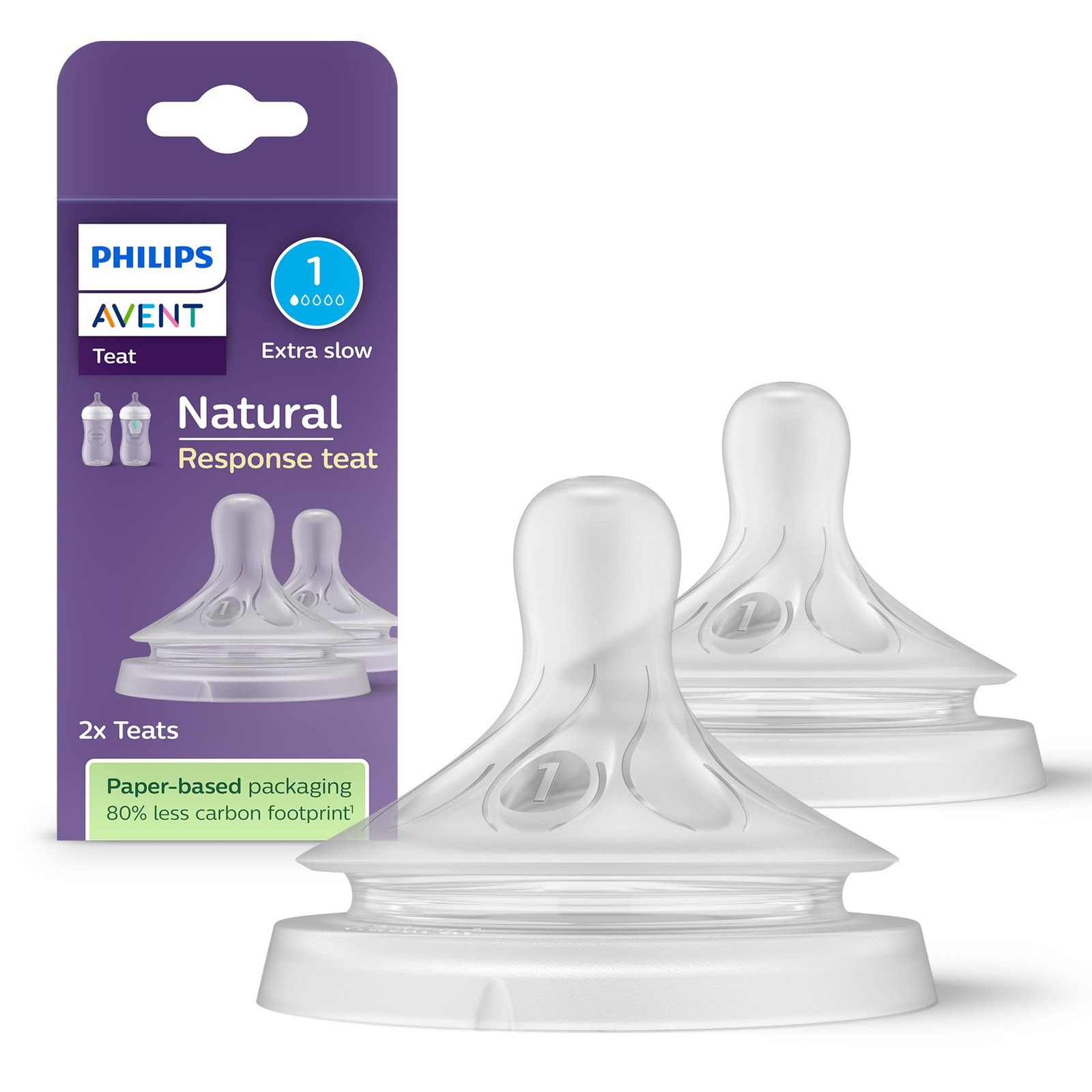 Natural Response Baby Bottle Teats for Newborns Flow 1, 2 Pack, BPA Free