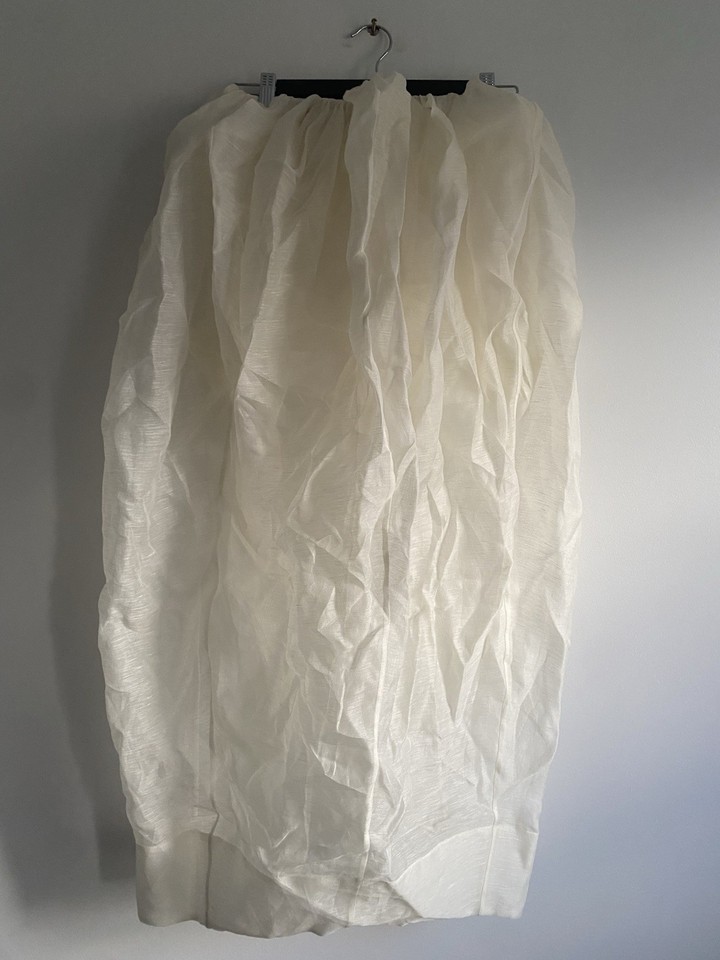 Zimmermann XS White Linen Organza Bubble Maxi Skirt 