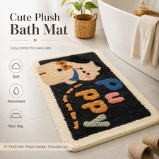 Cute Plush Bath Mat 40x60cm Faux Cashmere Soft Absorbent Non-Slip Bathroom Rug
