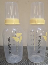2 Medela 8 oz. Baby Bottles with Lids/Caps; BPA Free Plastic