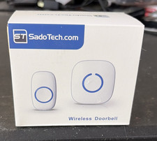 SadoTech Wireless Doorbell Melody/Tune White/Blue Battery w/ Rectangle Button