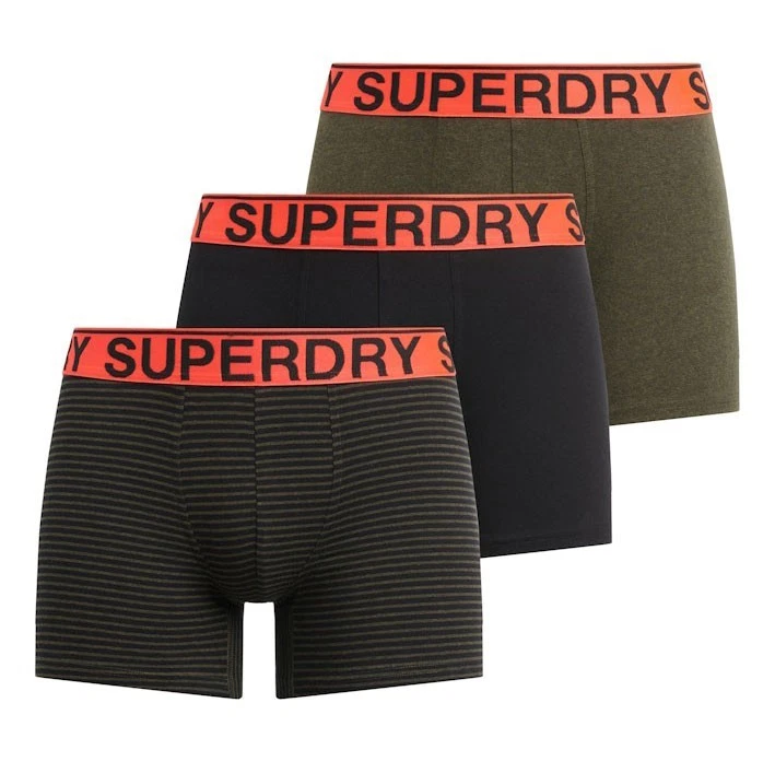 Pack De 3 Calzoncillos Tipo Boxer Superdry - Algodón Orgánico, Longitud Media, Cinturilla Con Logo, Tallas S A XXL